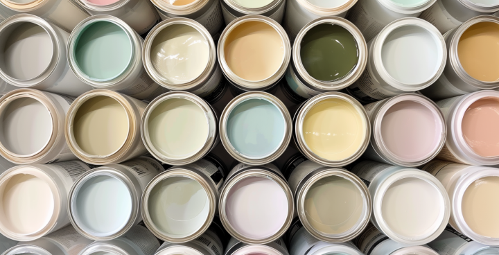 Kwast met zeeblauwe kleur verf